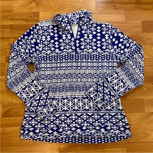 Women’s Vineyard Vines sweater zip-up blue white pattern size small